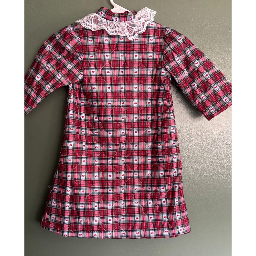 Vintage 90's Cassie Red Plaid Girls 2T Robe Lacy Collar - Picture 3 of 5